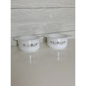 DYNAWARE PYR-O-REY (2) Brown Daisy Small Casserole / Soup Bowls Vintage 4.5"